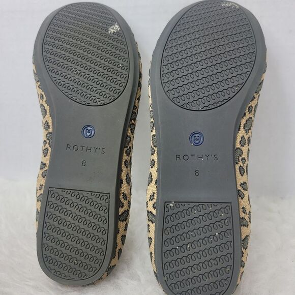 Rothy's The Flat Leopard Animal Print Knit Fabric Slip On Womens Shoes Size 8 - Picture 9 of 9